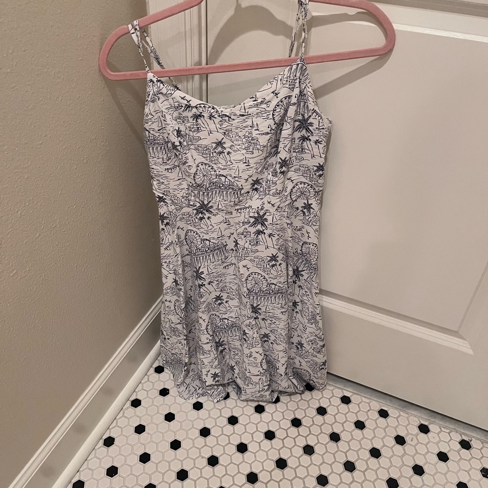 White and Blue Skater Dress